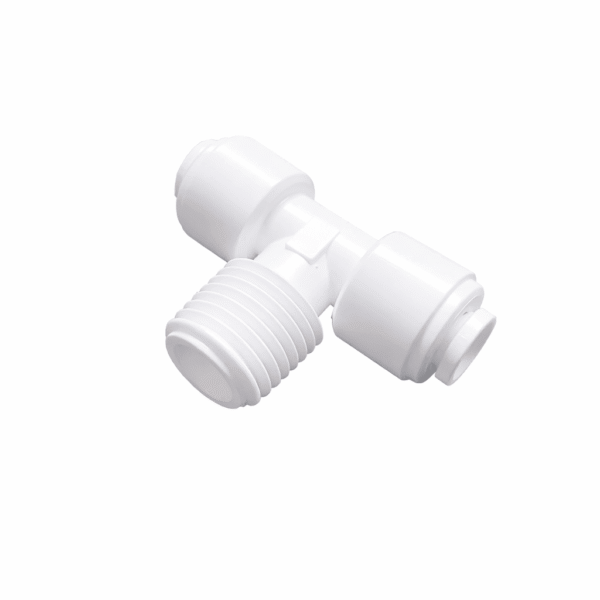 tee-mal-centre 5 Raccord en T 1/4″ mâle filetage centre + 2 sorties rapides